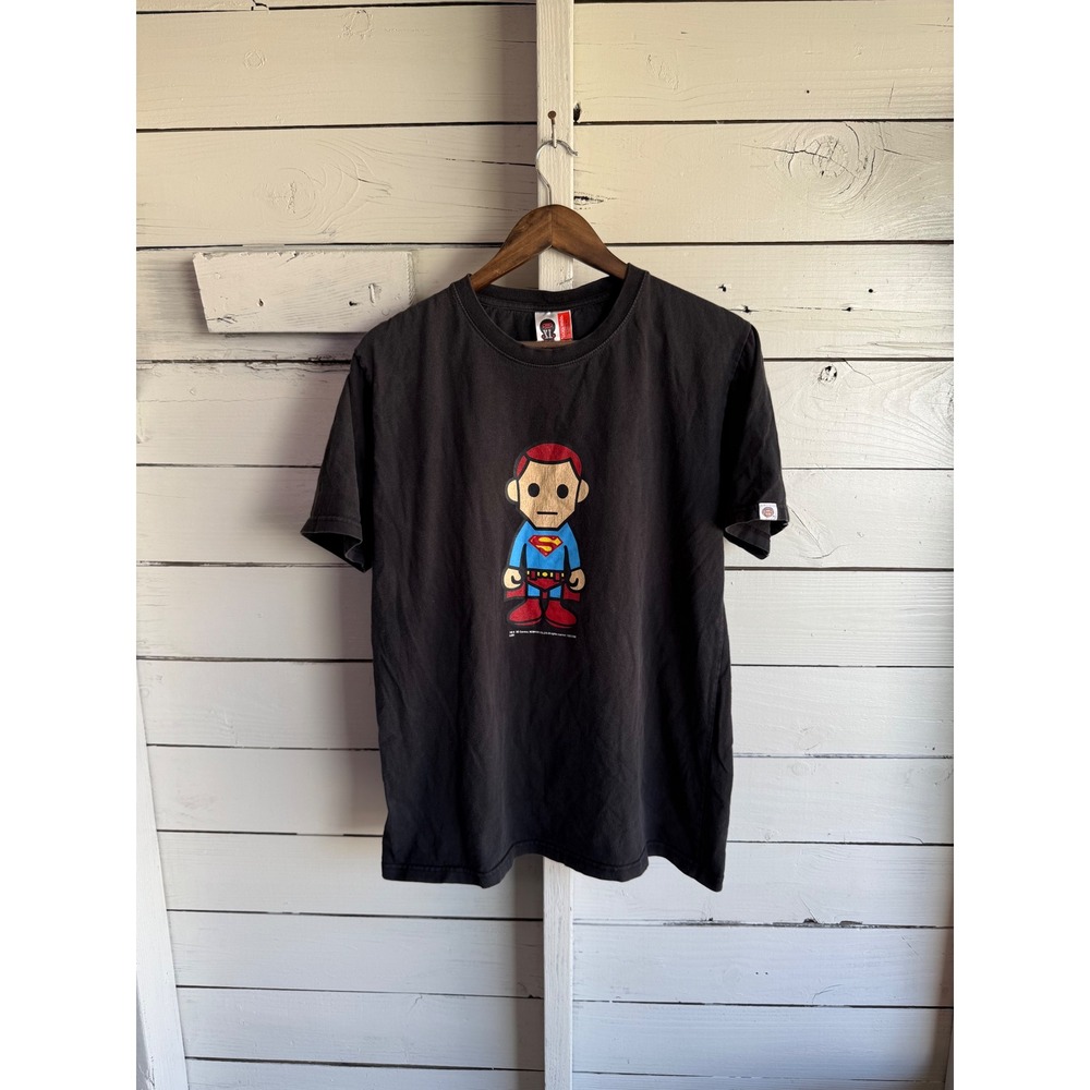 Bape Baby Milo Superman T-Shirt Black Graphic Tee XL A Bathing Ape DC Comics